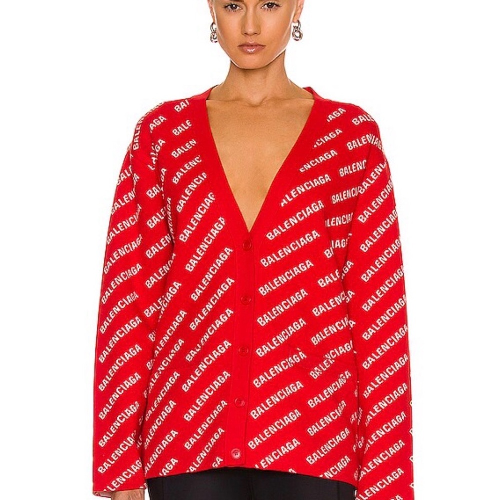 Balenciaga Red Logo Knitwear